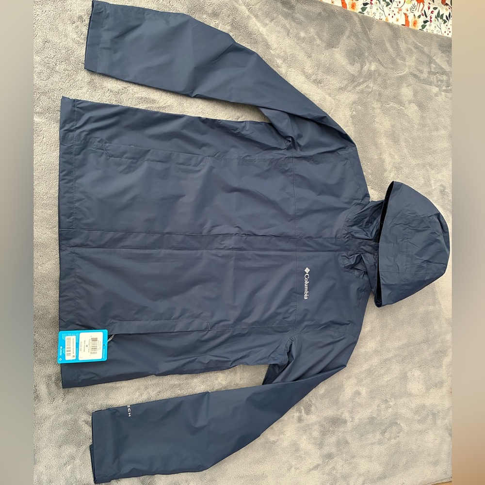 New Columbia Omni-tech Waterproof Jacket Men Medium Navy Color Way